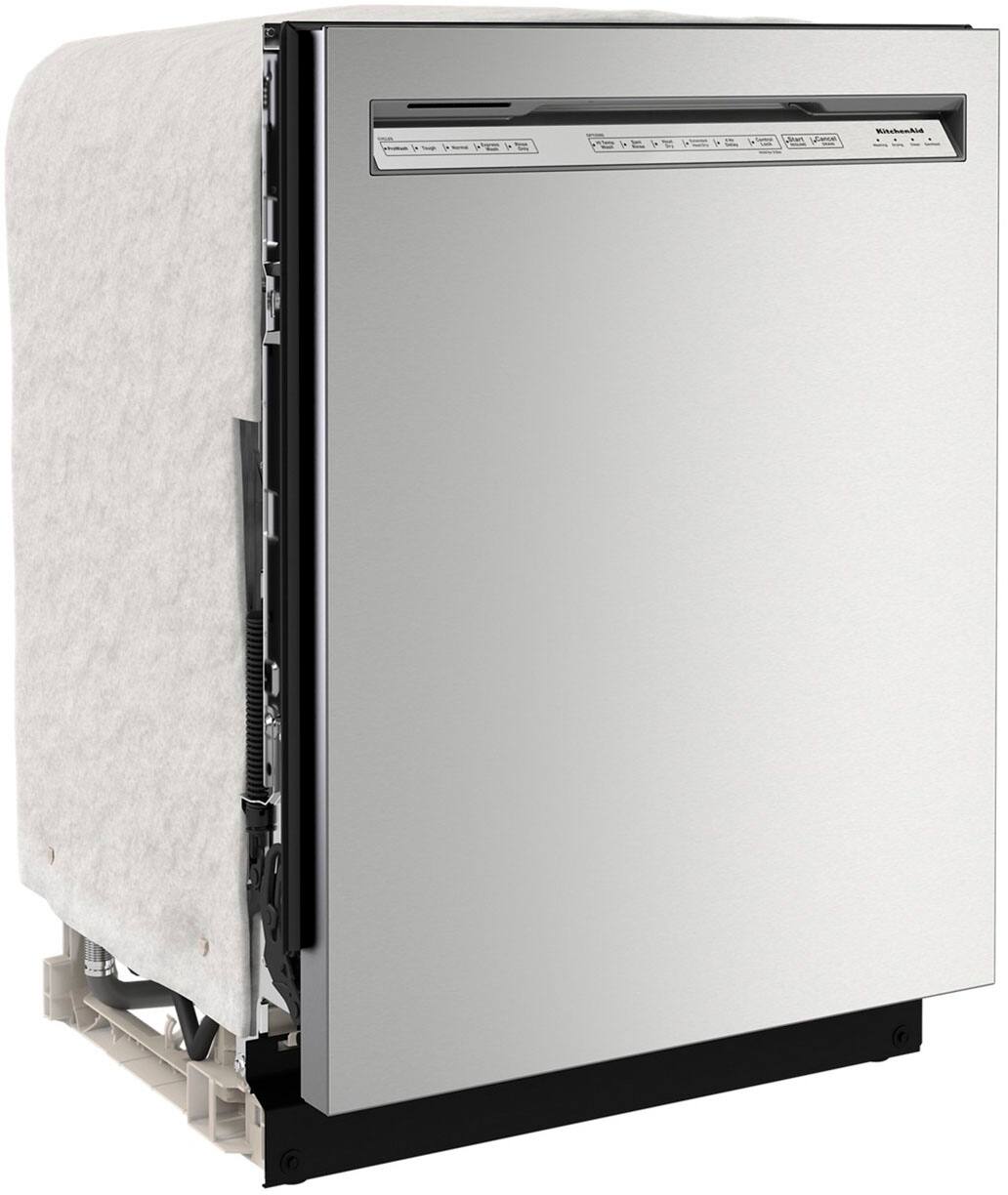 Angle. KitchenAid - 24" Front Control Built-In Dishwasher with Stainless Steel Tub, ProWash, 47 dBA - Stainless Steel.