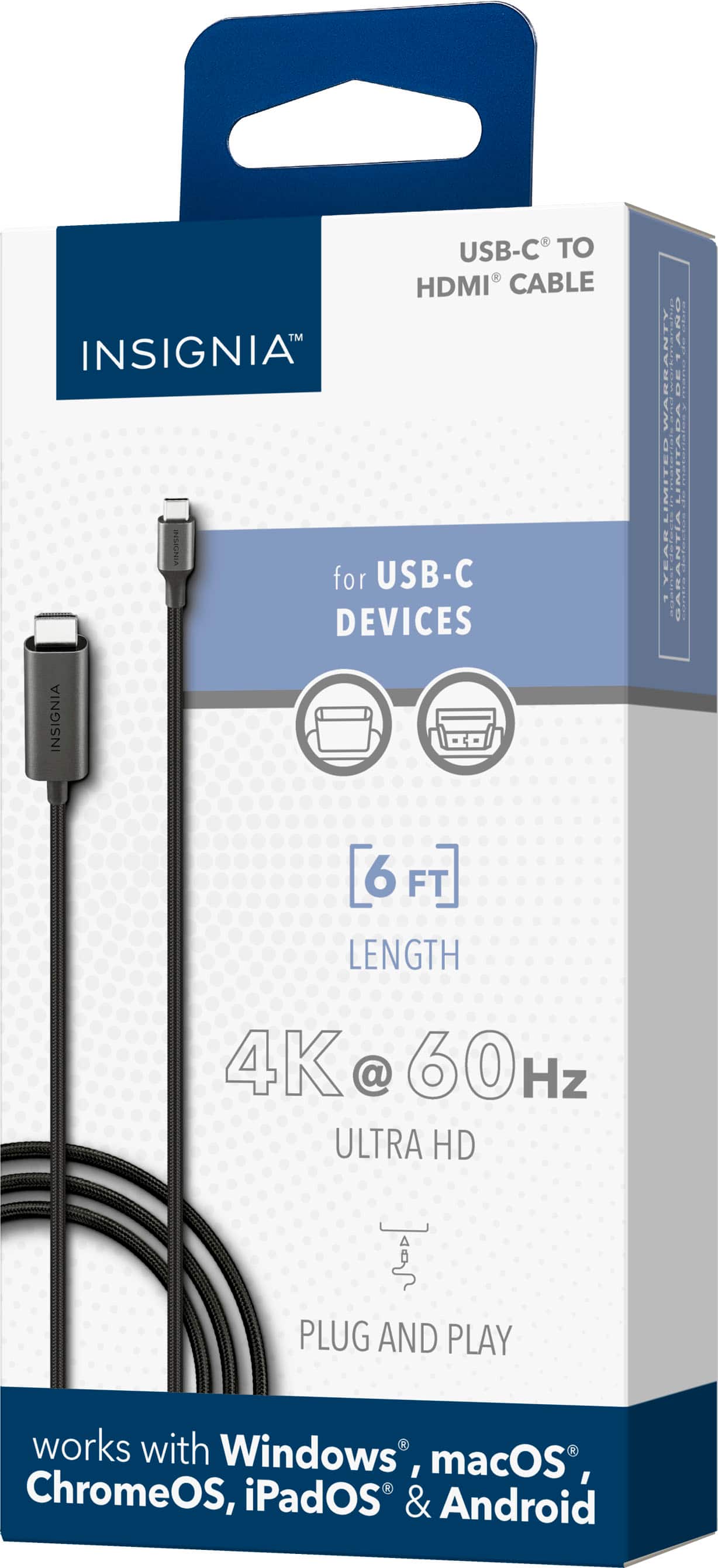Alt View 12. Insignia™ - 6' USB-C to HDMI Cable - Black.