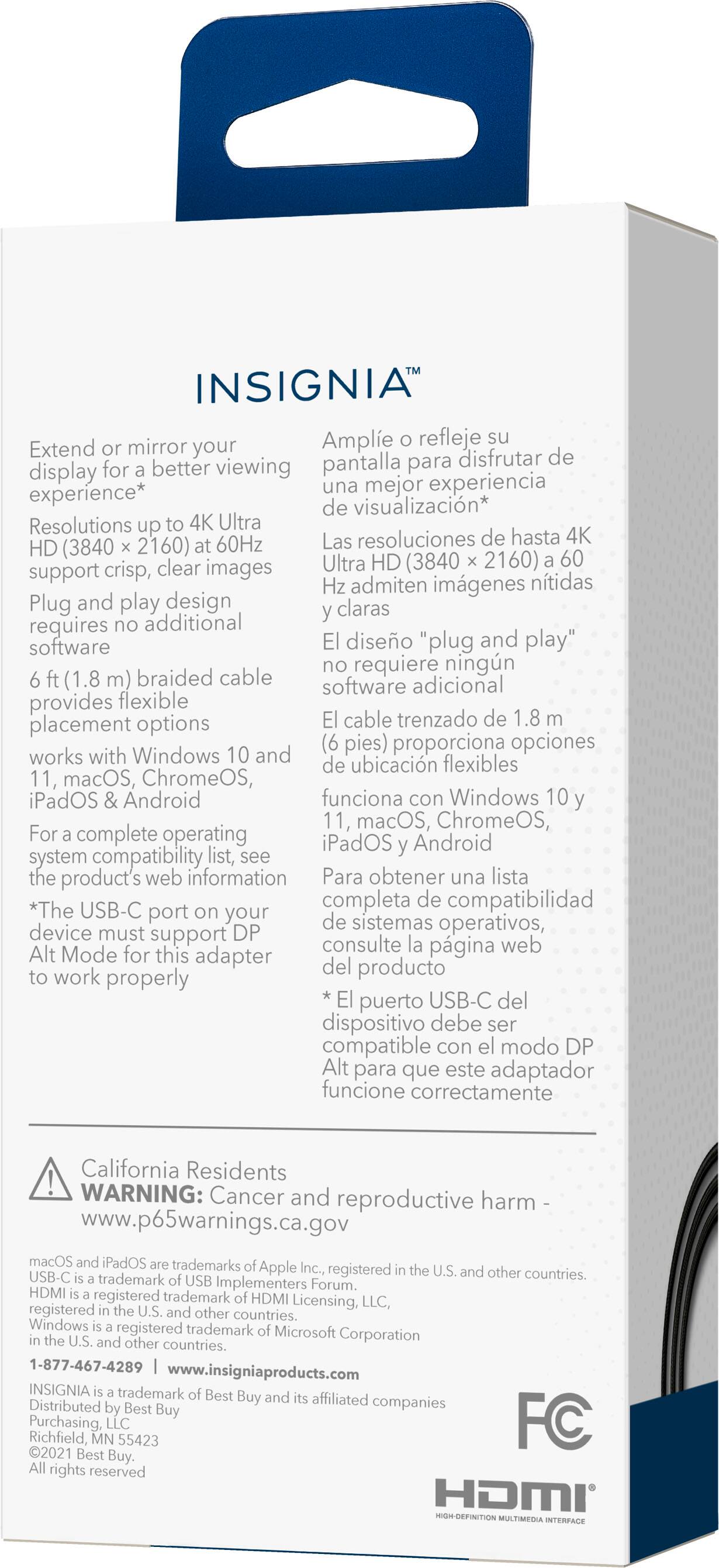 Alt View 13. Insignia™ - 6' USB-C to HDMI Cable - Black.