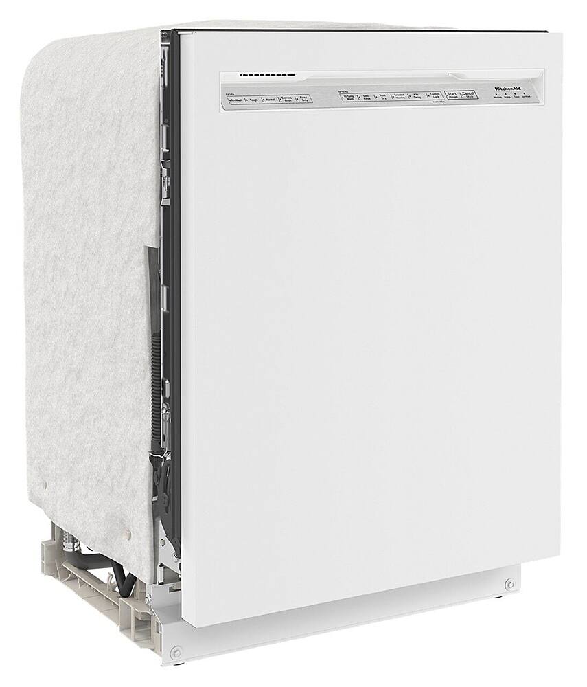 Angle. KitchenAid - 24" Front Control Built-In Dishwasher with Stainless Steel Tub, ProWash, 47 dBA - White.