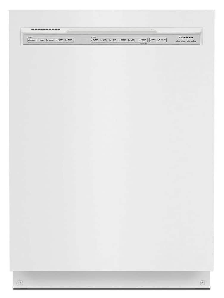 Front. KitchenAid - 24" Front Control Built-In Dishwasher with Stainless Steel Tub, ProWash, 47 dBA - White.
