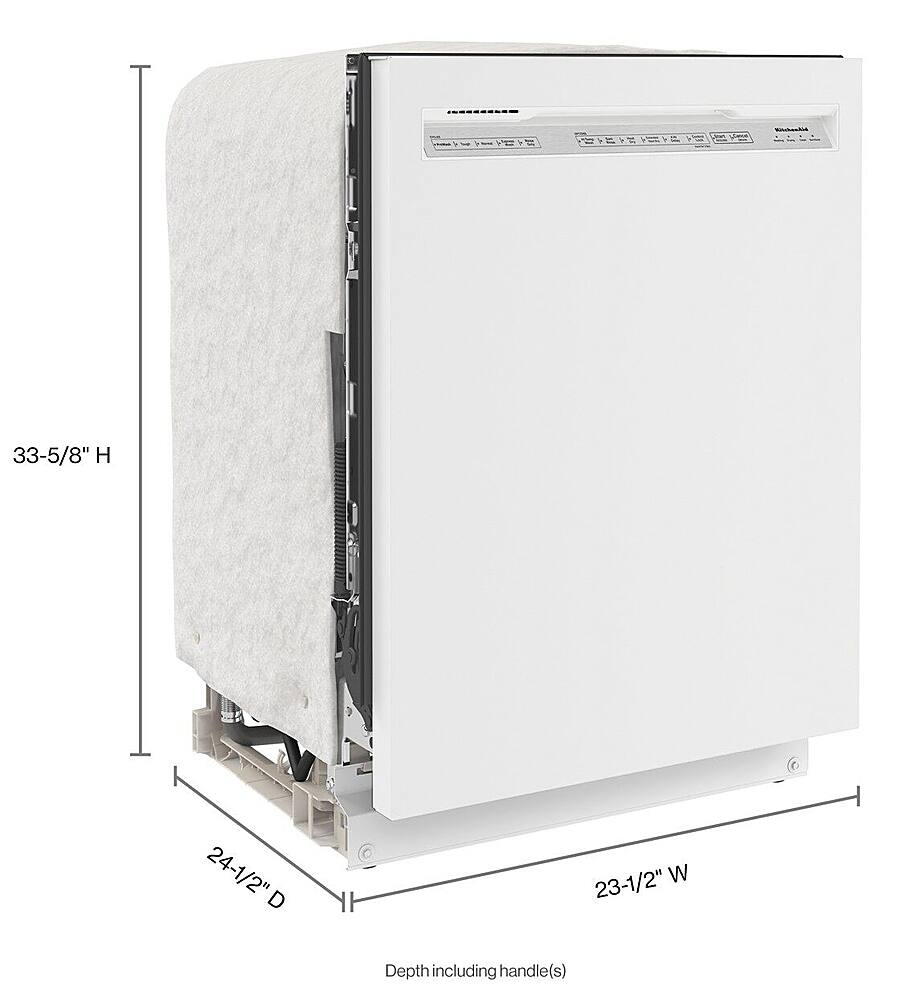 Alt View 11. KitchenAid - 24" Front Control Built-In Dishwasher with Stainless Steel Tub, ProWash, 47 dBA - White.