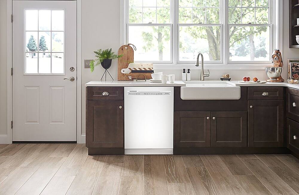 Alt View 32. KitchenAid - 24" Front Control Built-In Dishwasher with Stainless Steel Tub, ProWash, 47 dBA - White.
