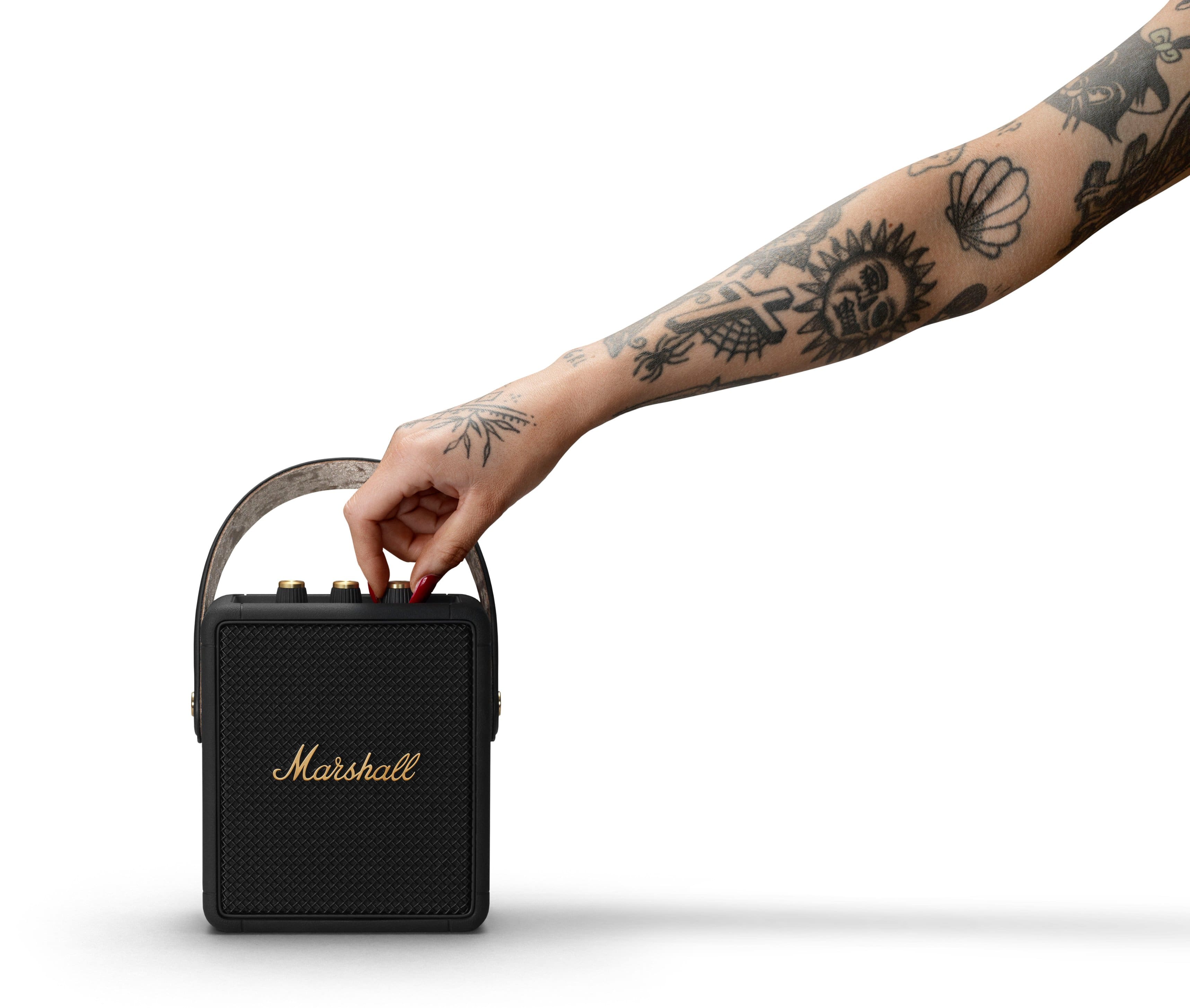 Alt View 14. Marshall - Stockwell II Portable Wireless Bluetooth Speaker with Bass / Treble / Volume Controls and 3.5 mm Auxiliary Input - Black and Brass.
