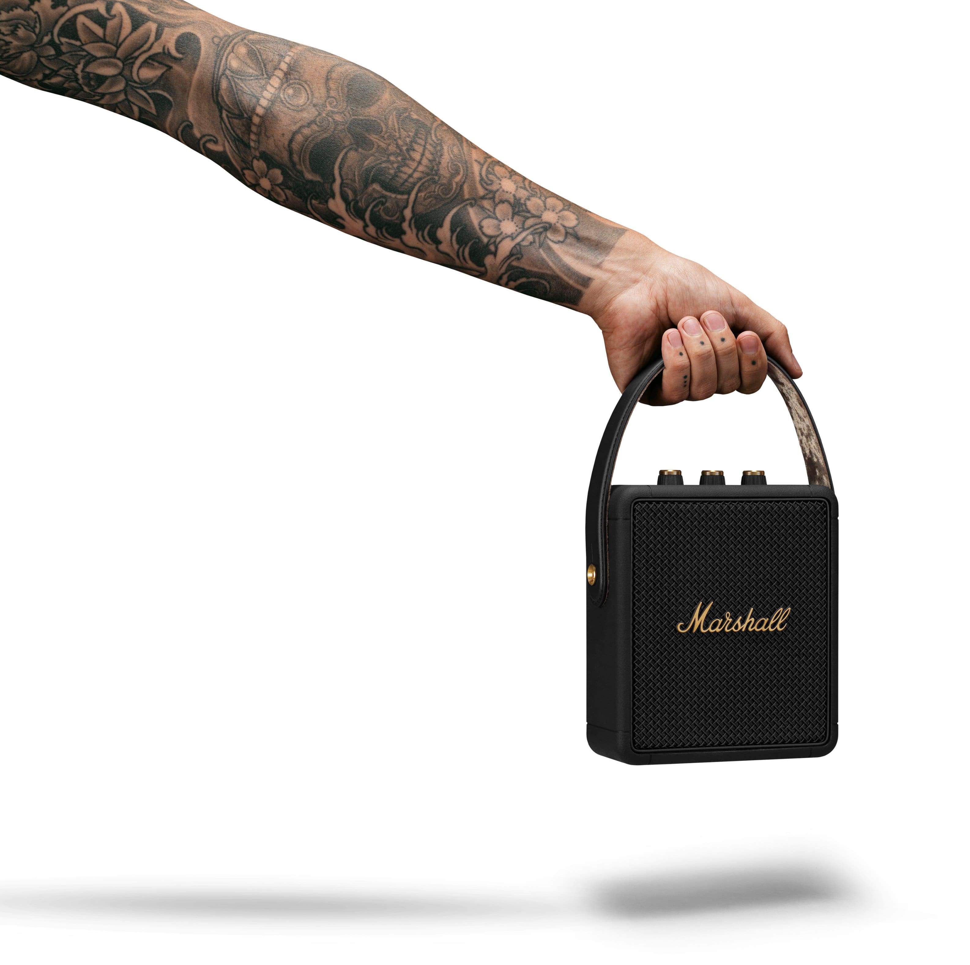 Alt View 15. Marshall - Stockwell II Portable Wireless Bluetooth Speaker with Bass / Treble / Volume Controls and 3.5 mm Auxiliary Input - Black and Brass.