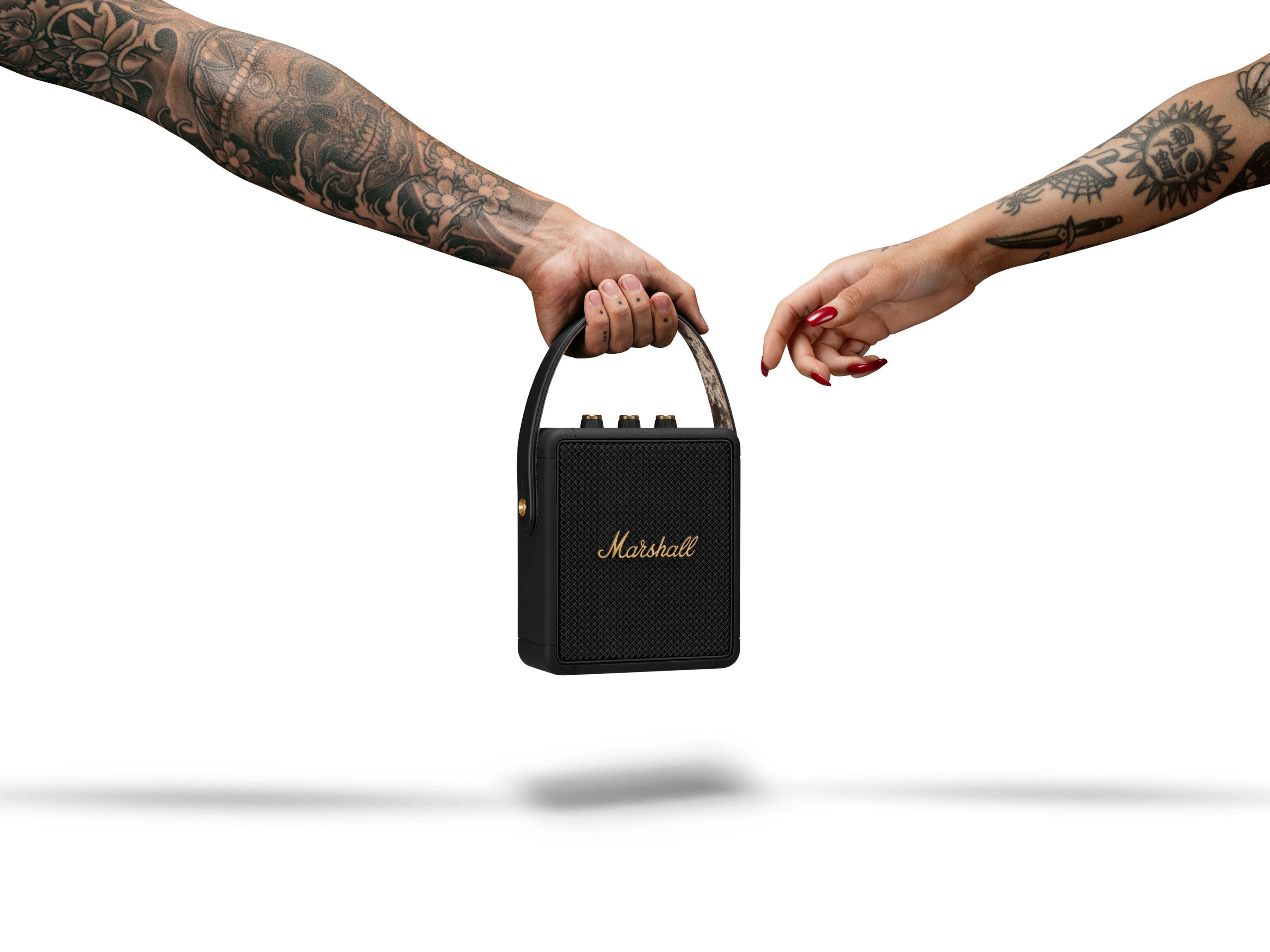 Alt View 26. Marshall - Stockwell II Portable Wireless Bluetooth Speaker with Bass / Treble / Volume Controls and 3.5 mm Auxiliary Input - Black and Brass.