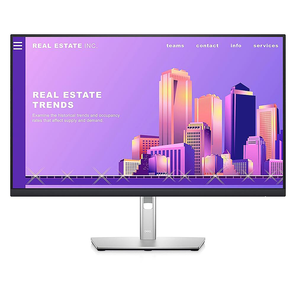 Front. Dell - 27" LCD FHD Monitor (DisplayPort, USB, HDMI) - Black, Silver.