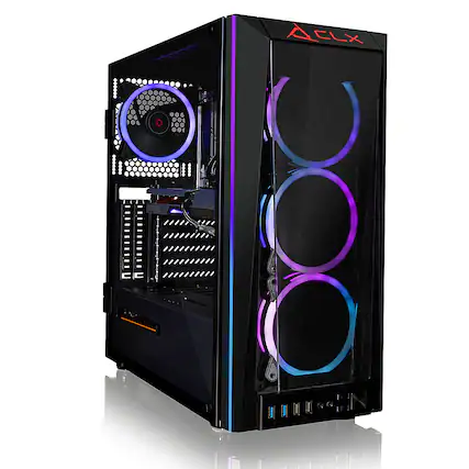 Front. CLX - SET Gaming Desktop - AMD Ryzen 9 5900X - 32GB Memory - NVIDIA GeForce RTX 3060 - 500GB NVMe M.2 SSD + 4TB HDD - Black.