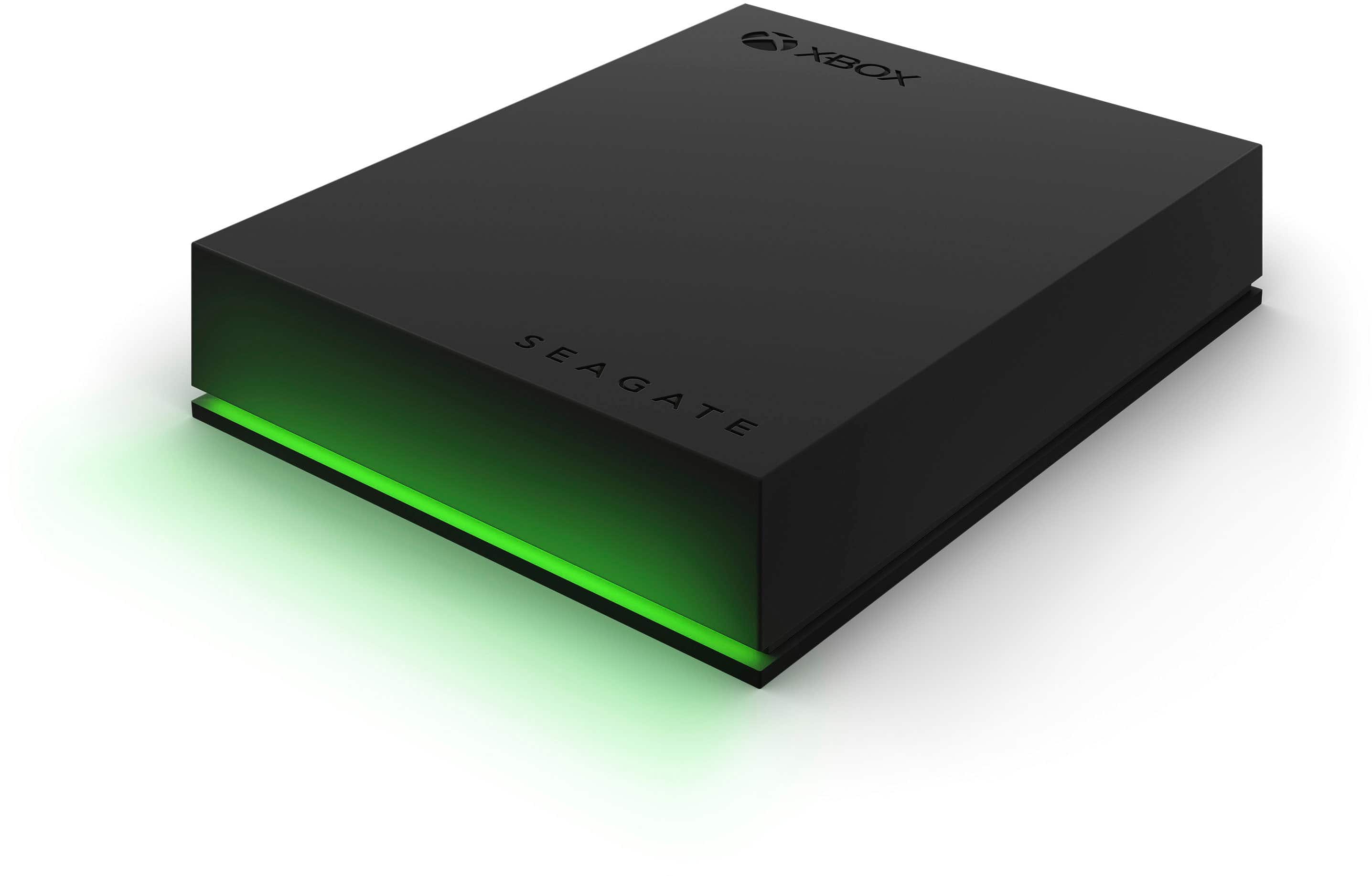 Left. Seagate - Game Drive for Xbox 4TB External USB 3.2 Gen 1 Portable Hard Drive Xbox Certified with Green LED Bar - Black.