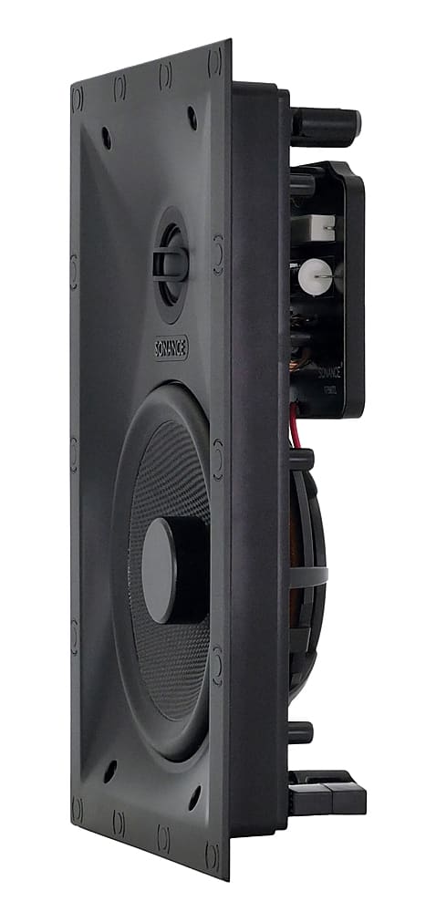 Left. Sonance - VP66 THIN LINE RECTANGLE SINGLE SPEAKER - Visual Performance Thin Line 6-1/2" 2-Way In-Wall Speaker (Each) - Paintable White.