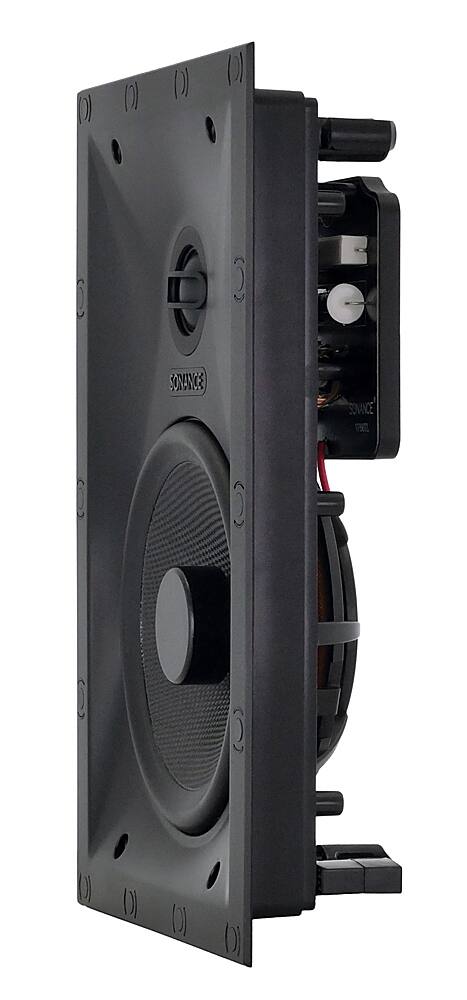 Left. Sonance - VP66 THIN LINE RECTANGLE SINGLE SPEAKER - Visual Performance Thin Line 6-1/2" 2-Way In-Wall Speaker (Each) - Paintable White.