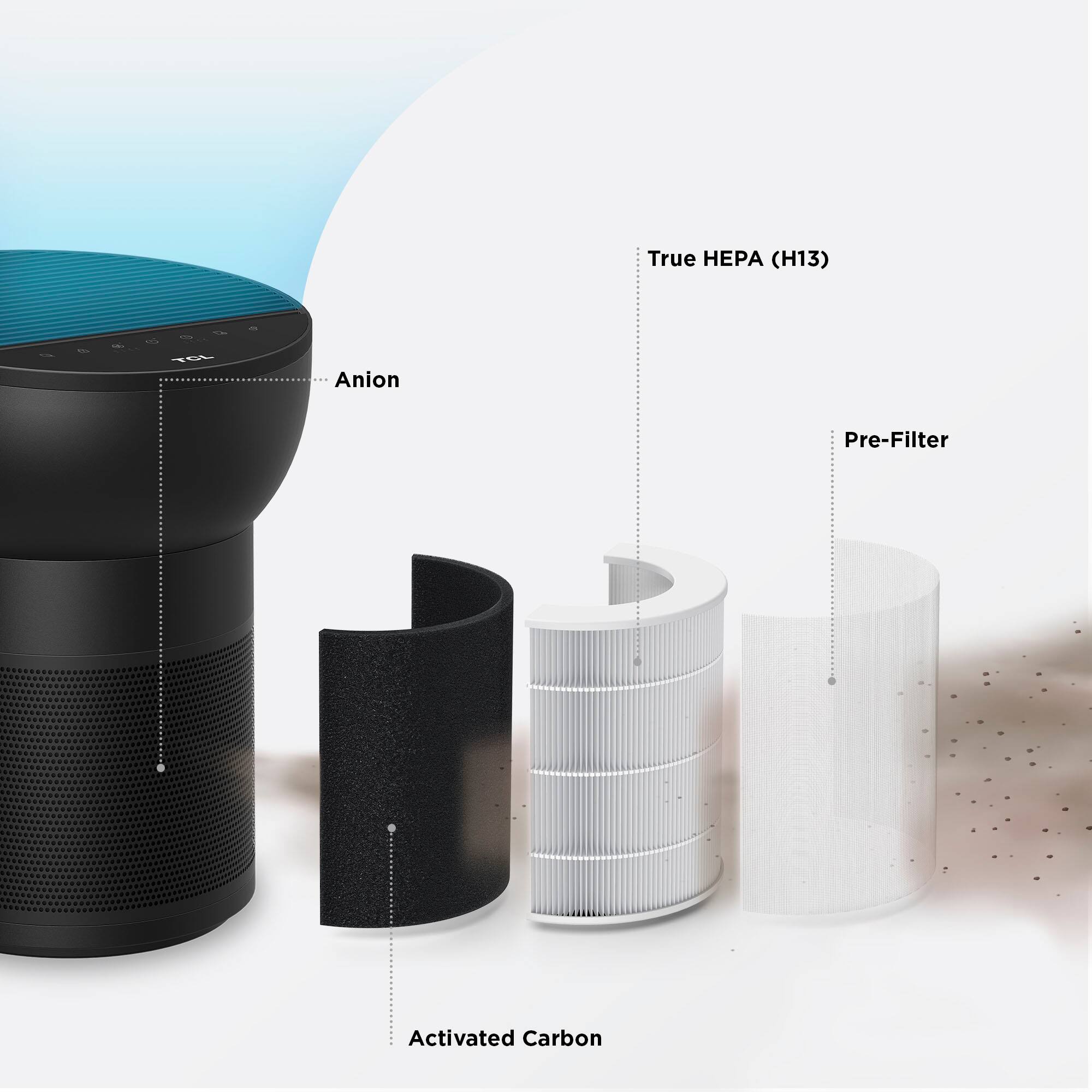 Alt View 11. TCL - Breeva A2 182 Sq. Ft. Smart True HEPA Air Purifier - Black.