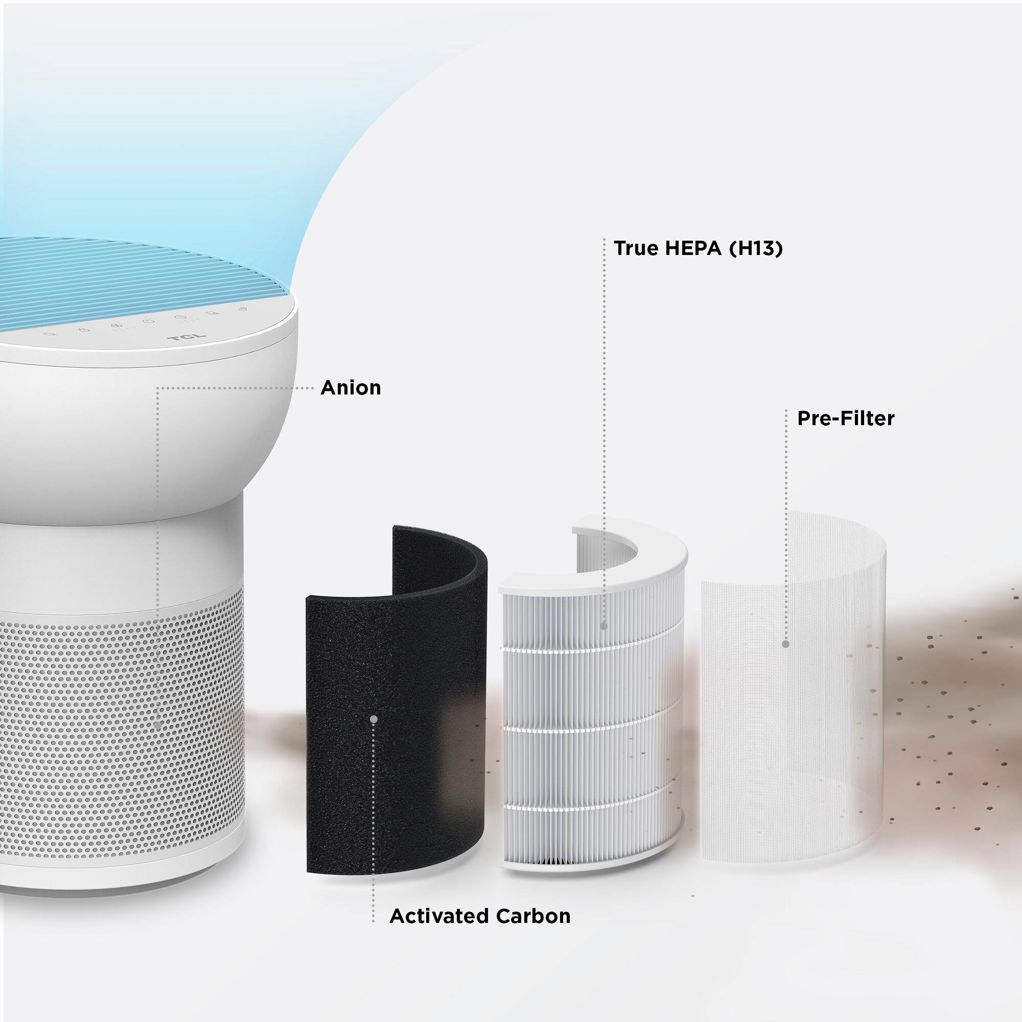 Alt View 11. TCL - Breeva A2 182 Sq. Ft. Smart True HEPA Air Purifier - White.