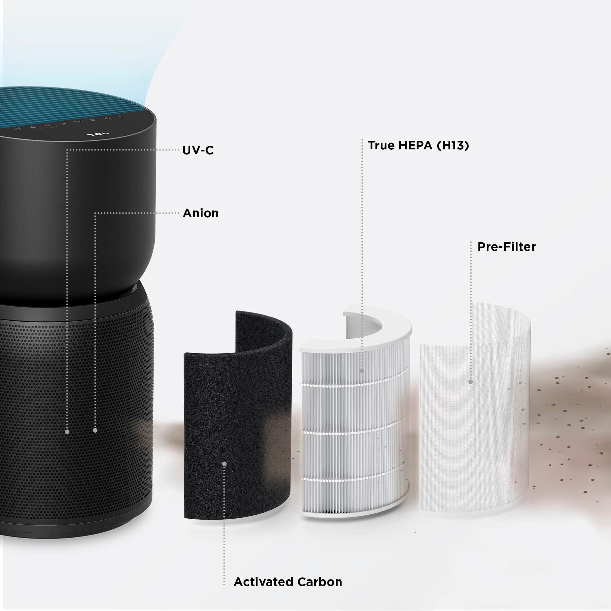 Alt View 11. TCL - Breeva A3 246 Sq. Ft. Smart True HEPA Air Purifier - Black.