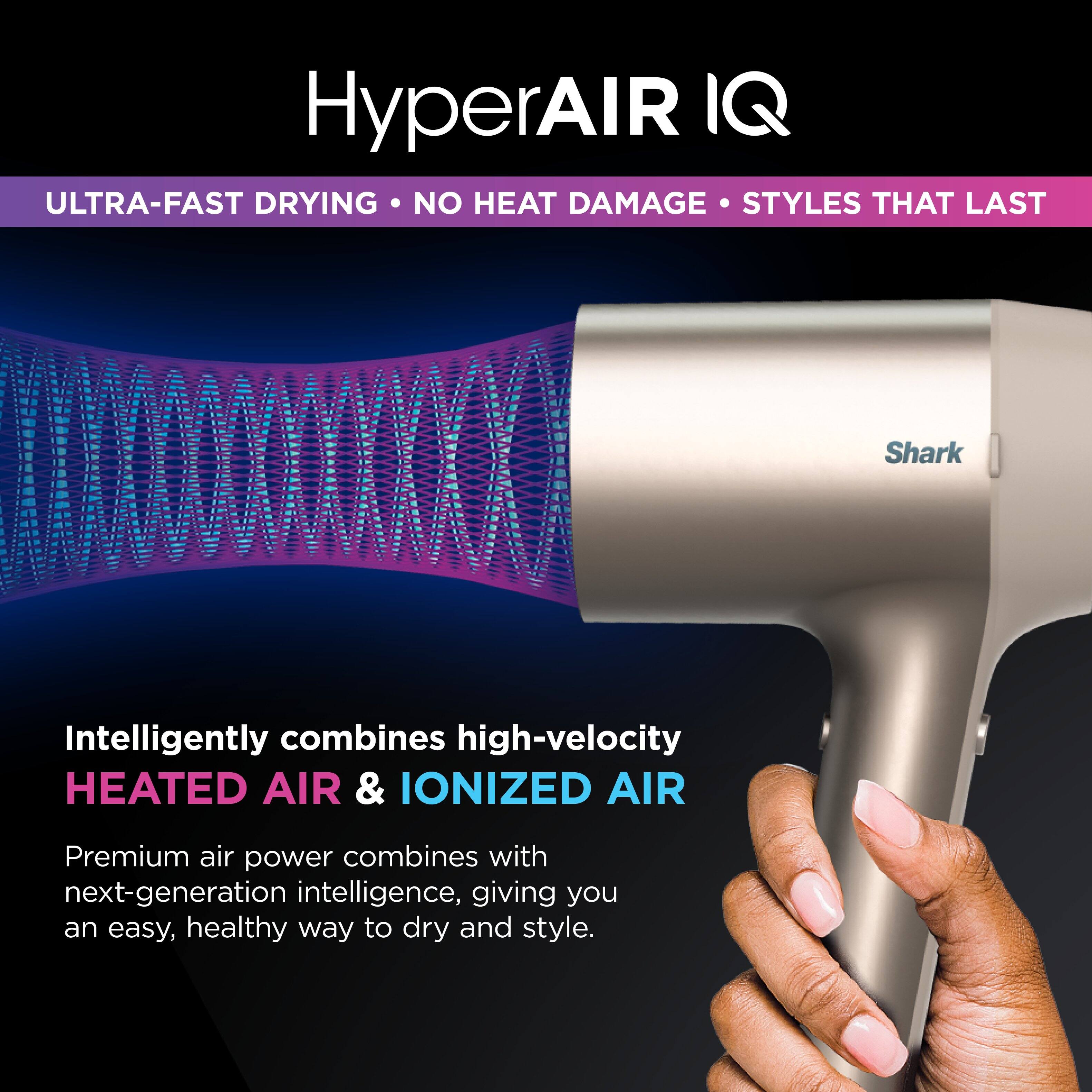 HyperAIR IQ is an ultra-fast drying hair dryer that offers no heat damage and styles that last. It intelligently combines high-velocity heated air and ionized air to provide premium air power with next-generation intelligence. This innovative hair dryer is designed to give you an easy and healthy way to dry and style your hair.