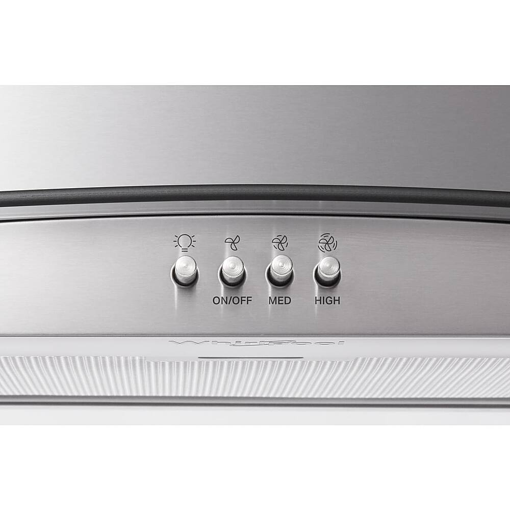 Left. Whirlpool - 30" Curved Glass Wall Mount Range Hood - Stainless steel.