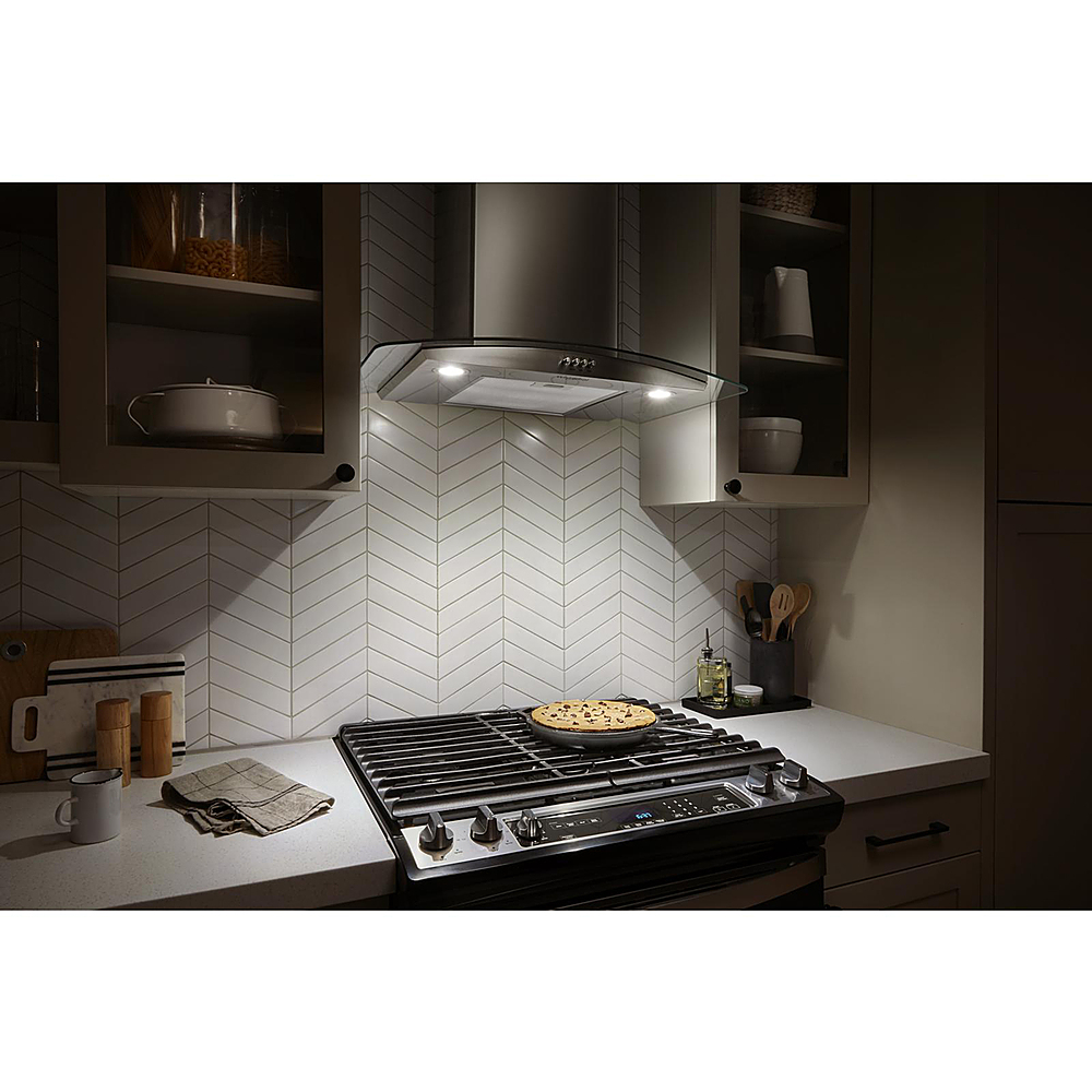 Whirlpool - 30" Curved Glass Wall Mount Range Hood - Stainless Steel