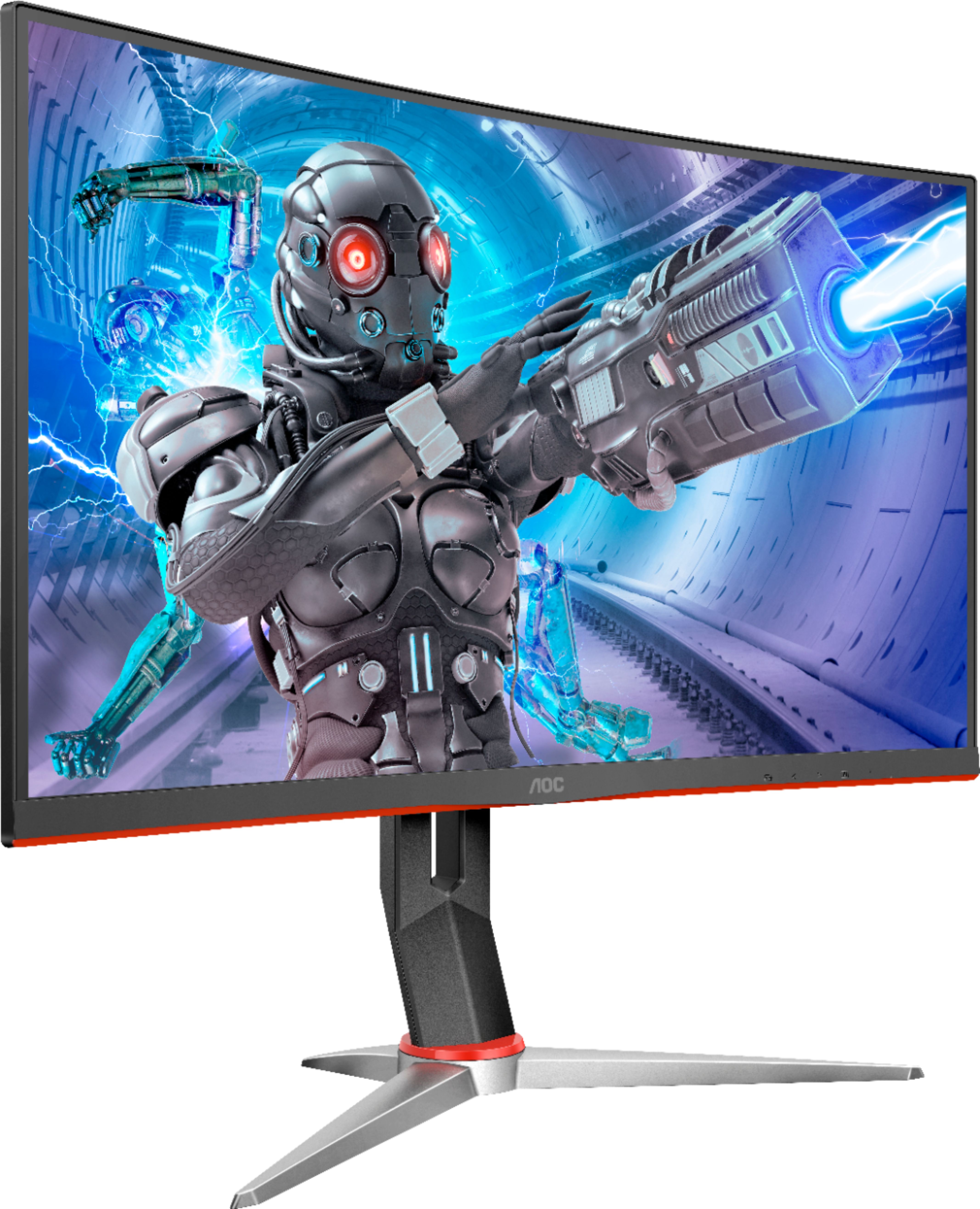 Angle View: AOC - Geek Squad Certified Refurbished G2 Series 24" LED Curved FHD FreeSync Monitor - Black/Red