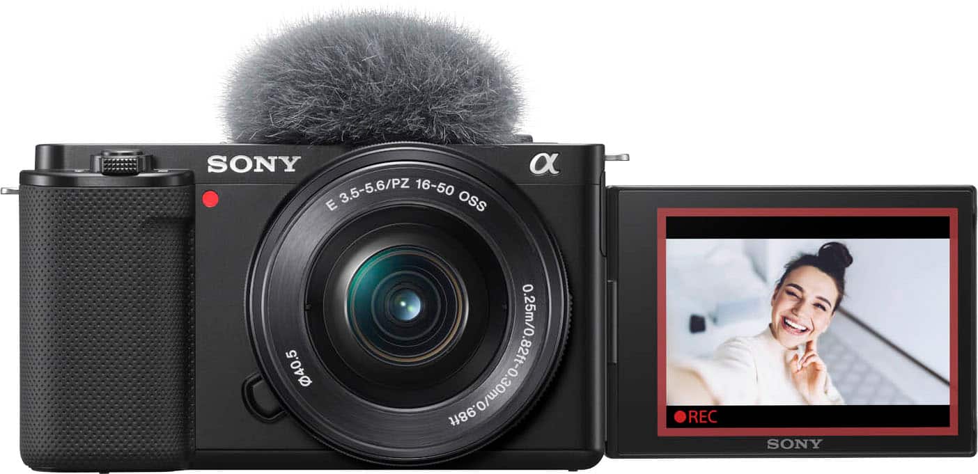 Sony - Alpha ZV-E10 Kit Mirrorless Vlog Camera with 16-50mm Lens - Black - Front_Zoom