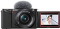 Front. Sony - Alpha ZV-E10 Kit Mirrorless Vlog Camera with 16-50mm Lens - Black.