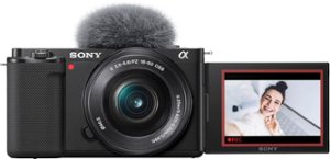 Sony - Alpha ZV-E10 Kit Mirrorless Vlog Camera with 16-50mm Lens - Black - Front_Zoom