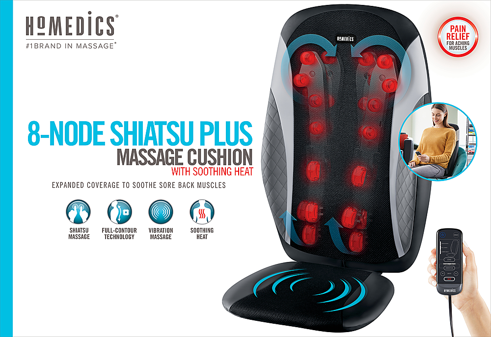 HoMedics 8-Node Shiatsu Massage Cushion With Heat Black/Gray MCS-617HJ -  Best Buy
