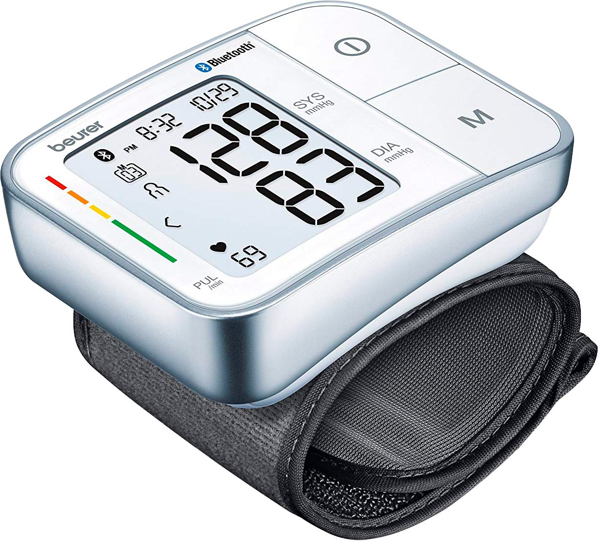 Left View: Beurer - Bluetooth Wrist Blood Pressure Monitor - Silver