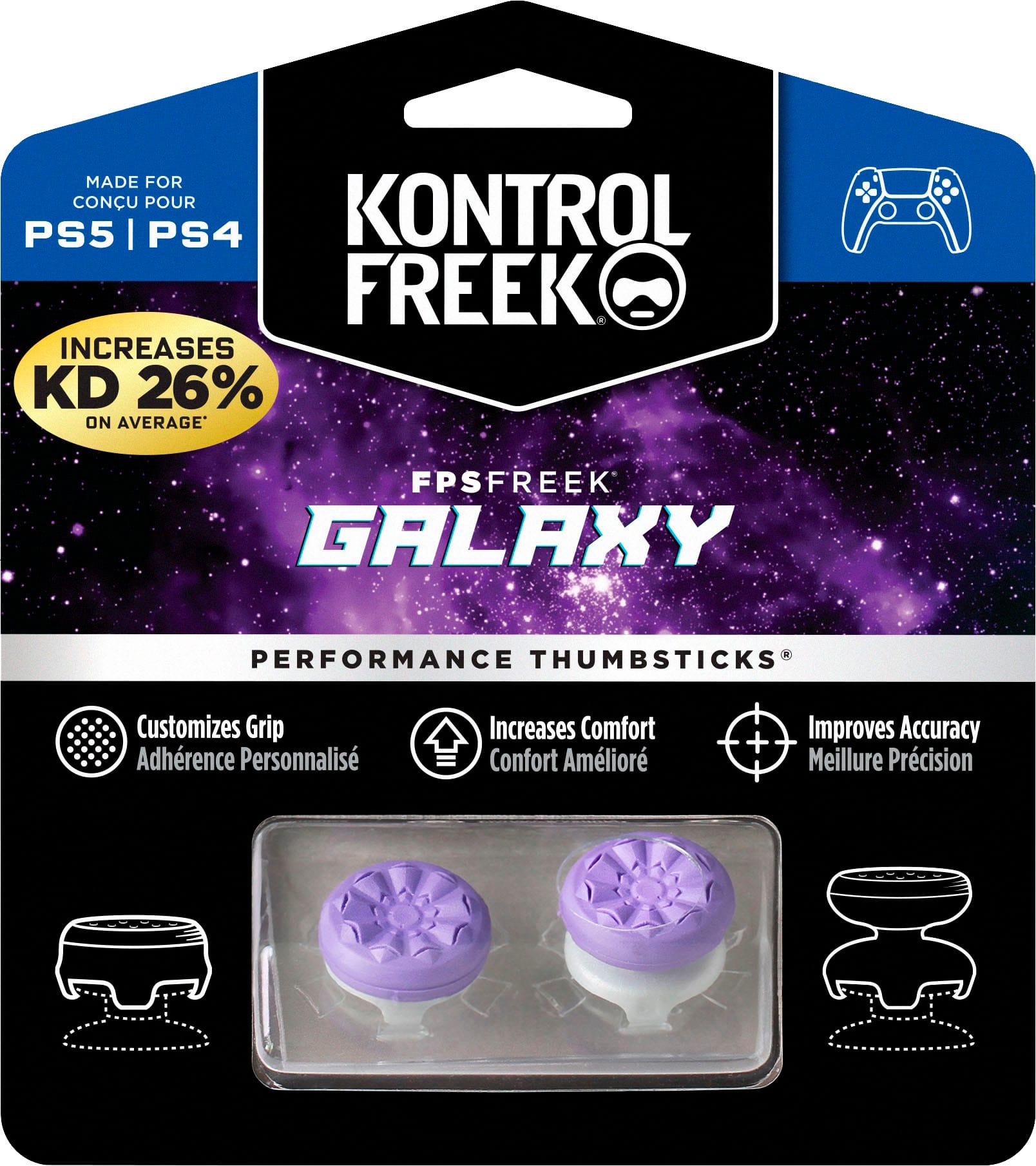 Angle. KontrolFreek - FPS Freek Galaxy 4 Prong Performance Thumbstick for PS5 and PS4 - Purple.
