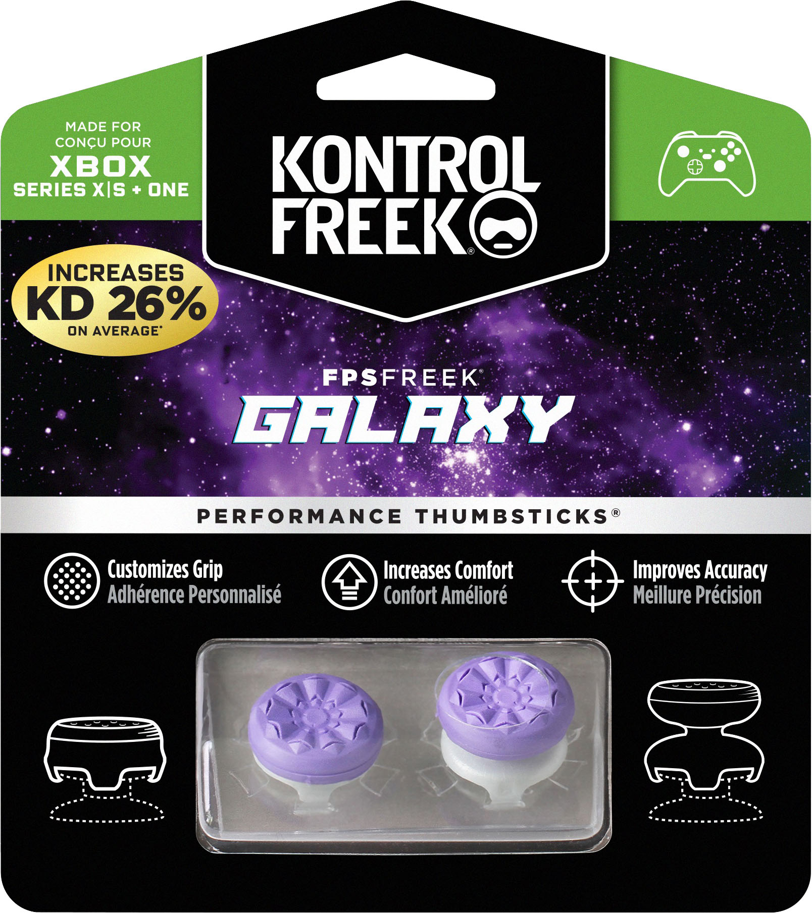 Angle View: KontrolFreek - FPS Freek Galaxy 4 Prong Performance Thumbsticks for Xbox One and Xbox Series X|S - Purple