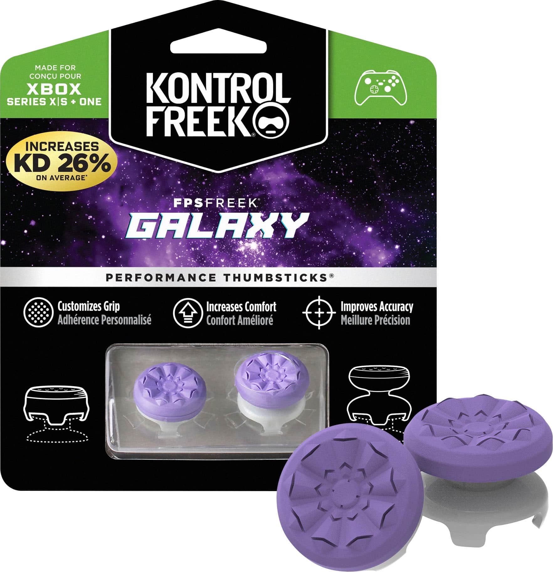 Front. KontrolFreek - FPS Freek Galaxy 4 Prong Performance Thumbsticks for Xbox One and Xbox Series X|S - Purple.
