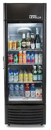 Front. Premium Levella - 9 cu. ft. 1-Door Commercial Merchandiser Refrigerator Glass-Door Beverage Display Cooler - Black.