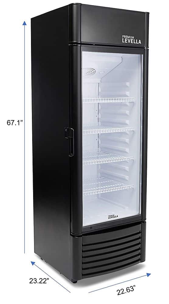 Alt View 2. Premium Levella - 9 cu. ft. 1-Door Commercial Merchandiser Refrigerator Glass-Door Beverage Display Cooler - Black.