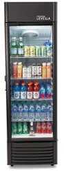 Premium Levella - 12.5 cu. ft. 1-Door Commercial Merchandiser Refrigerator Glass-Door Beverage Display Cooler - Black - Front_Zoom