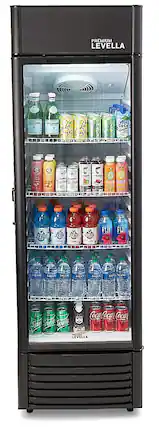 Front. Premium Levella - 12.5 cu. ft. 1-Door Commercial Merchandiser Refrigerator Glass-Door Beverage Display Cooler - Black.