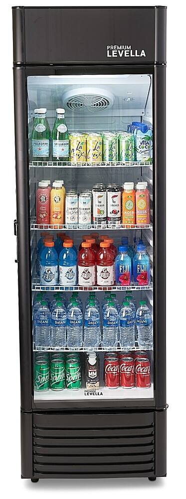 Premium Levella - 12.5 cu. ft. 1-Door Commercial Merchandiser Refrigerator Glass-Door Beverage Display Cooler - Black