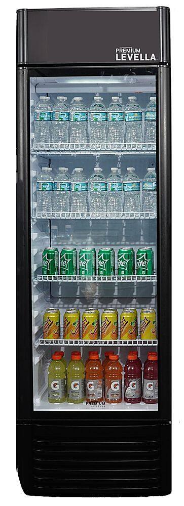 Front. Premium Levella - 15.5 cu. ft. 1-Door Commercial Merchandiser Refrigerator Glass-Door Beverage Display Cooler - Black.