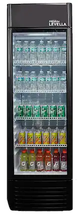 Front. Premium Levella - 15.5 cu. ft. 1-Door Commercial Merchandiser Refrigerator Glass-Door Beverage Display Cooler - Black.