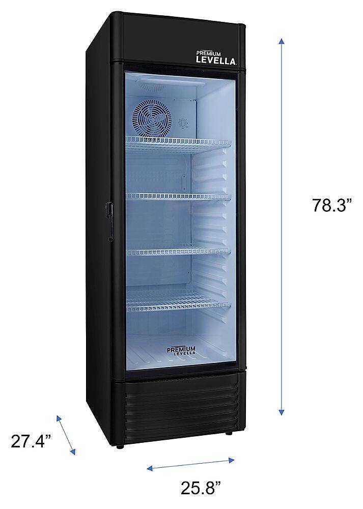 Left. Premium Levella - 15.5 cu. ft. 1-Door Commercial Merchandiser Refrigerator Glass-Door Beverage Display Cooler - Black.