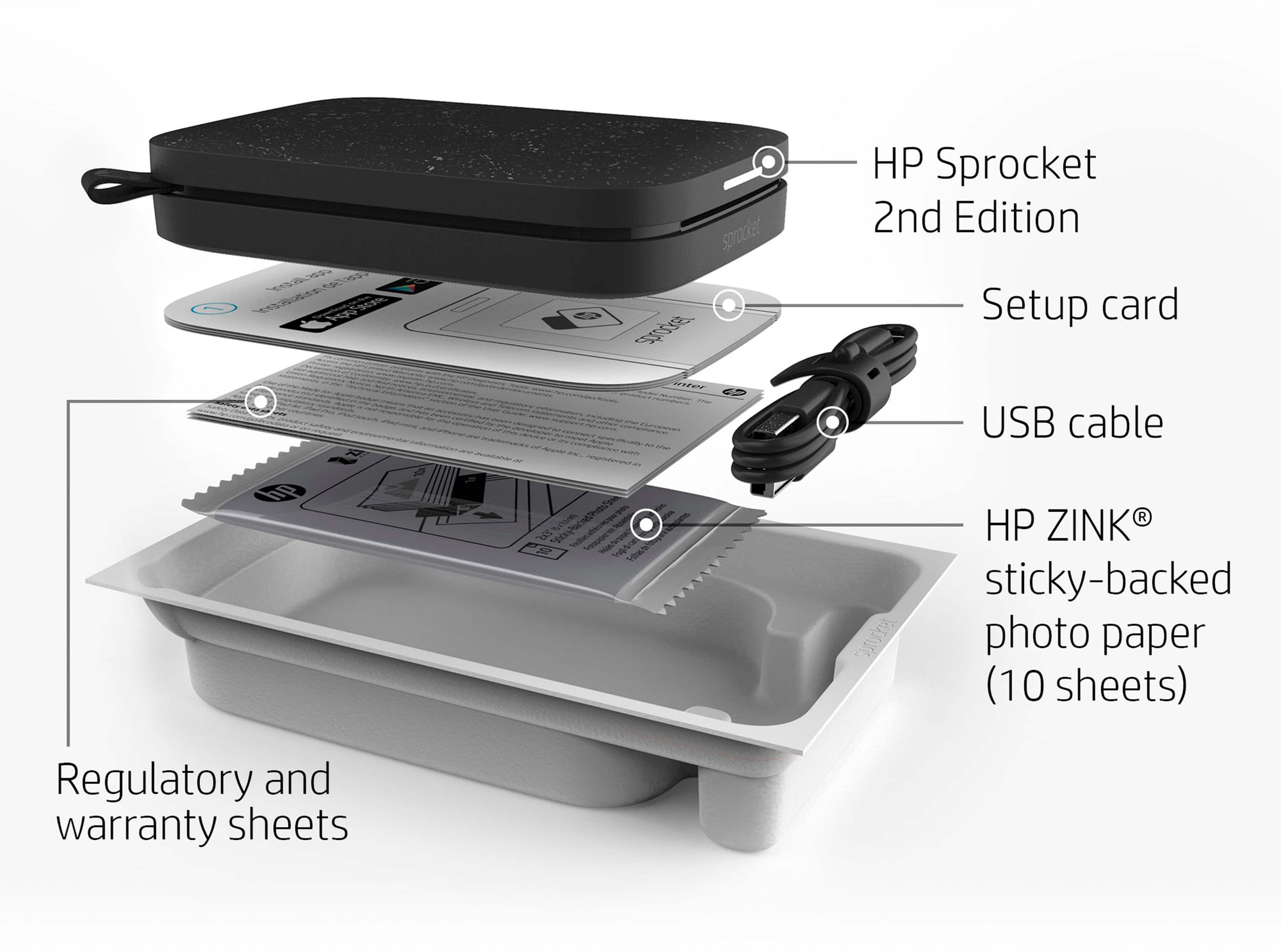 Alt View 12. HP - Sprocket Portable 2" x 3" Instant Photo Printer, Prints From iOS or Android Devices - Black Noir.