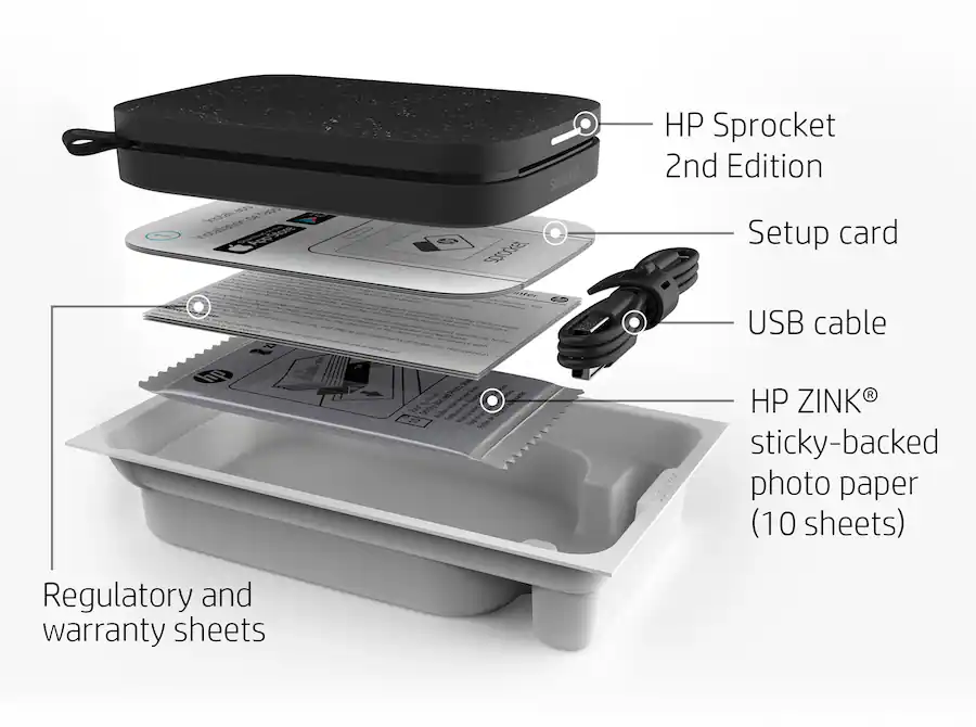 HP Sprocket Portable 2" x 3" Instant Photo Printer, Prints From iOS or Android Devices Black Noir HPISPB - Best Buy