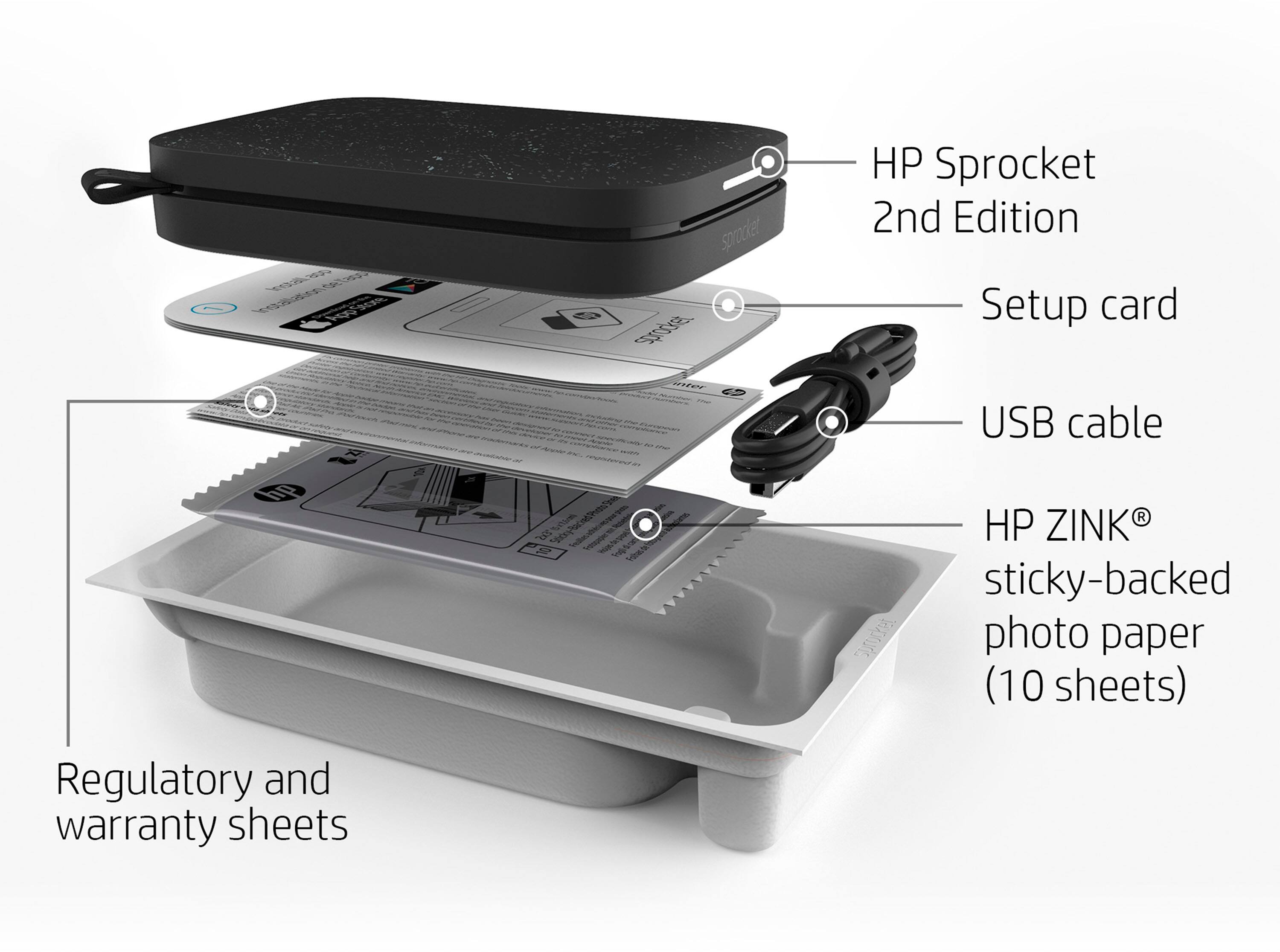 Alt View 12. HP - Sprocket Portable 2" x 3" Instant Photo Printer, Prints From iOS or Android Devices - Black Noir.