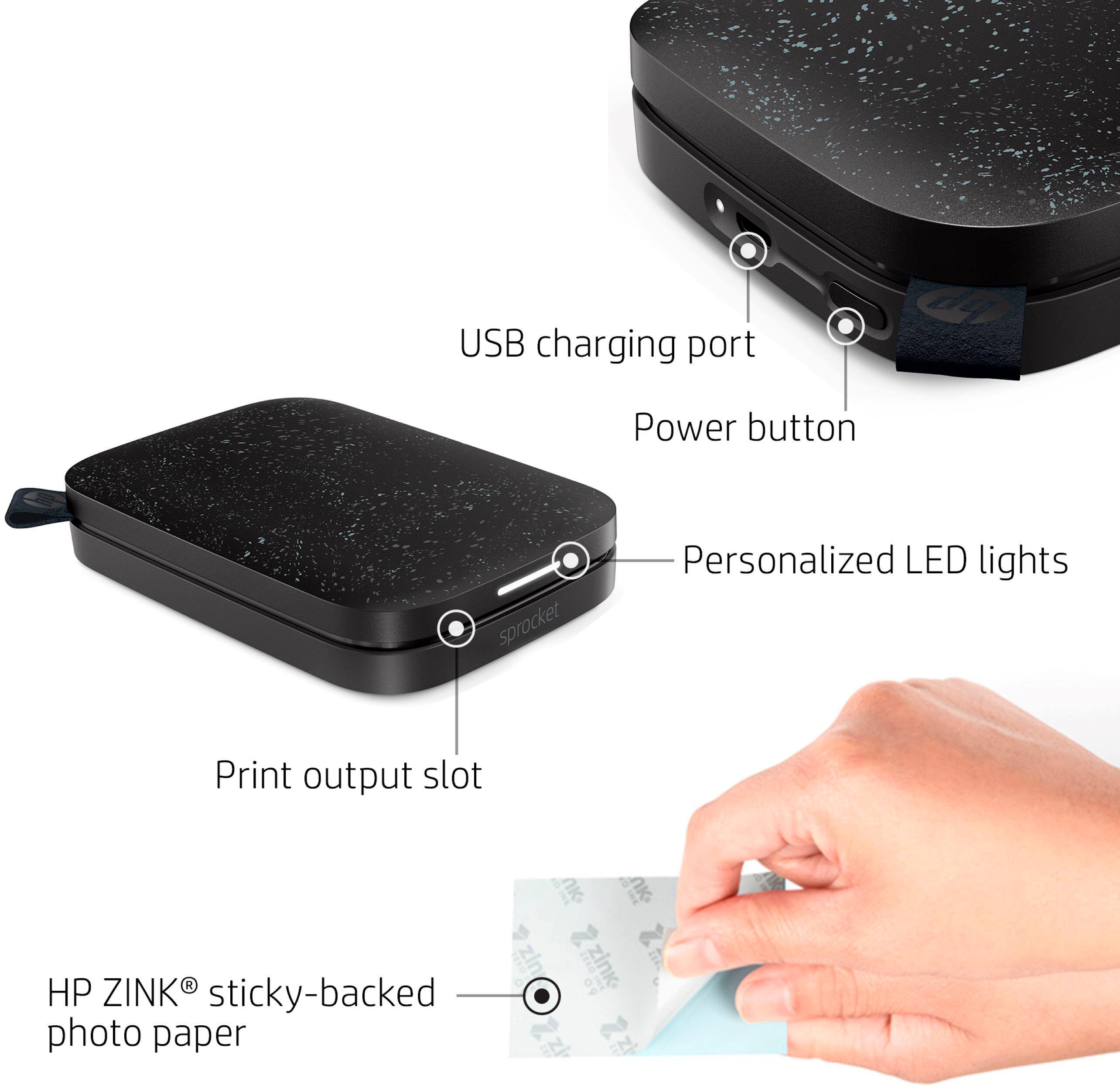 Alt View 11. HP - Sprocket Portable 2" x 3" Instant Photo Printer, Prints From iOS or Android Devices - Black Noir.