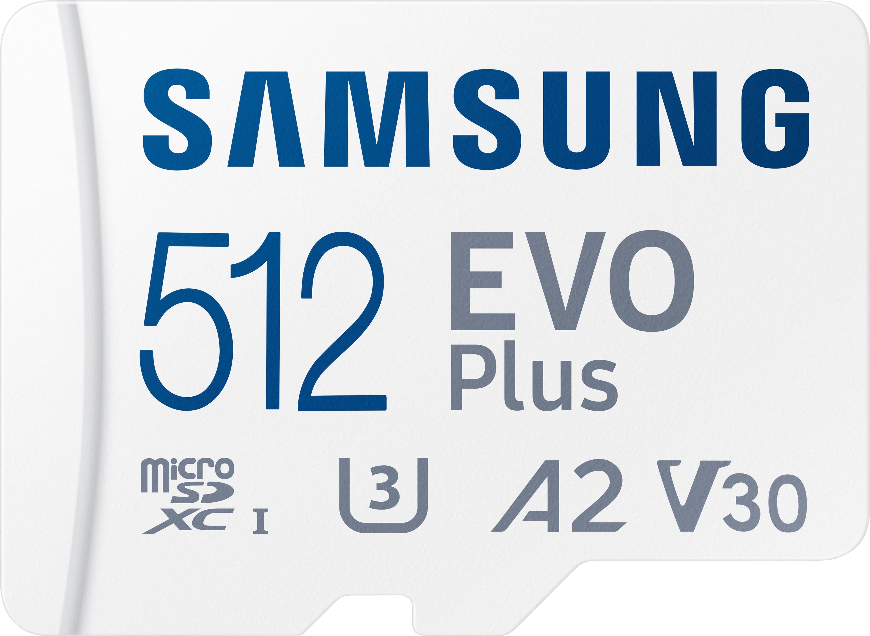 Front. Samsung - EVO Plus 512GB microSDXC UHS-I Memory Card with Adapter - White.