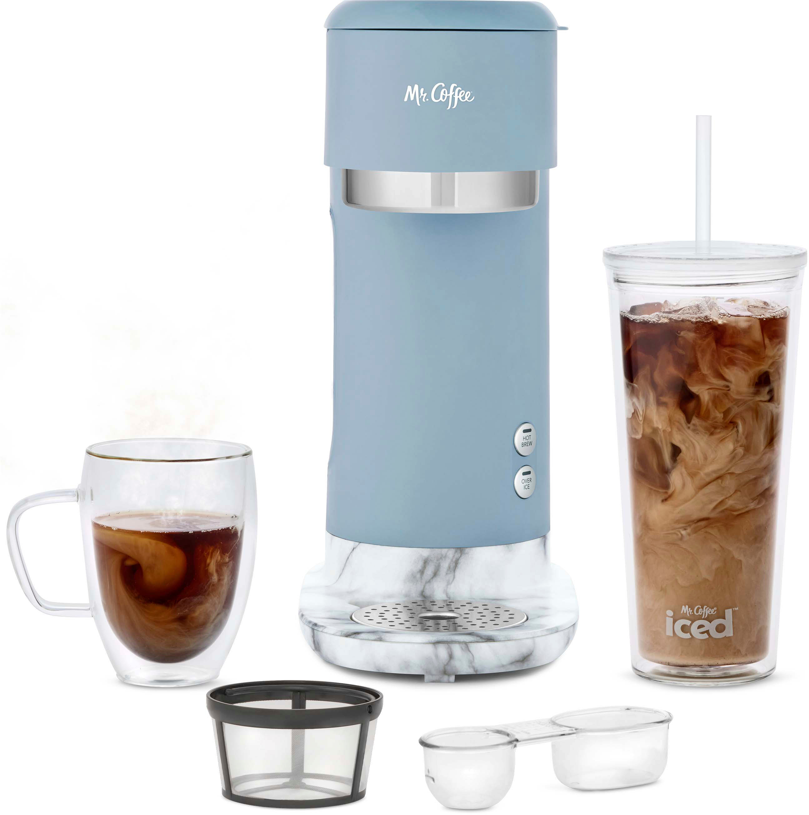 Best Buy: Mr. Coffee Single-Serve Iced and Hot Coffee Maker Blue