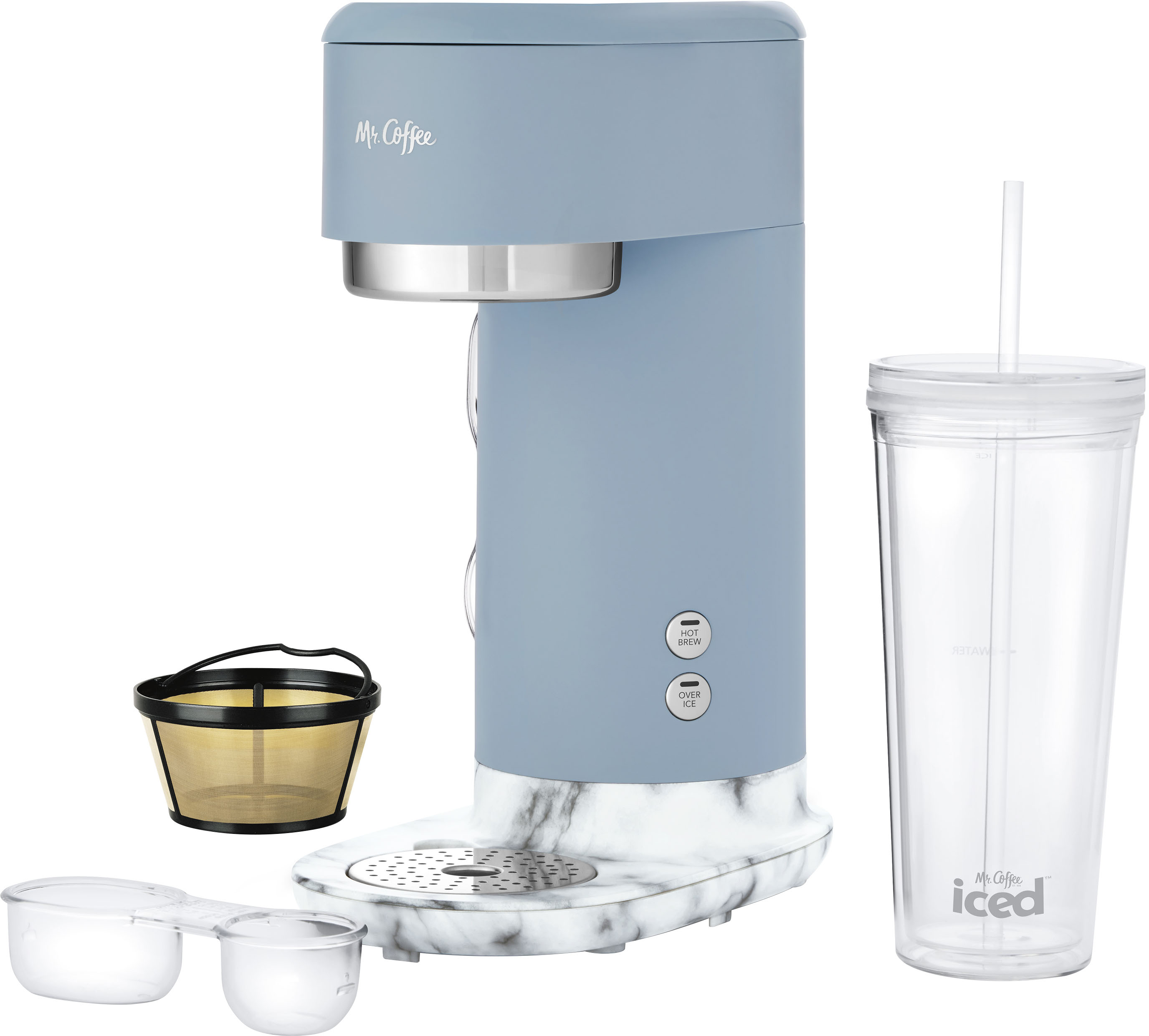 Mr. Coffee Single-Serve Iced and Hot Coffee Maker - Blue and Marble
