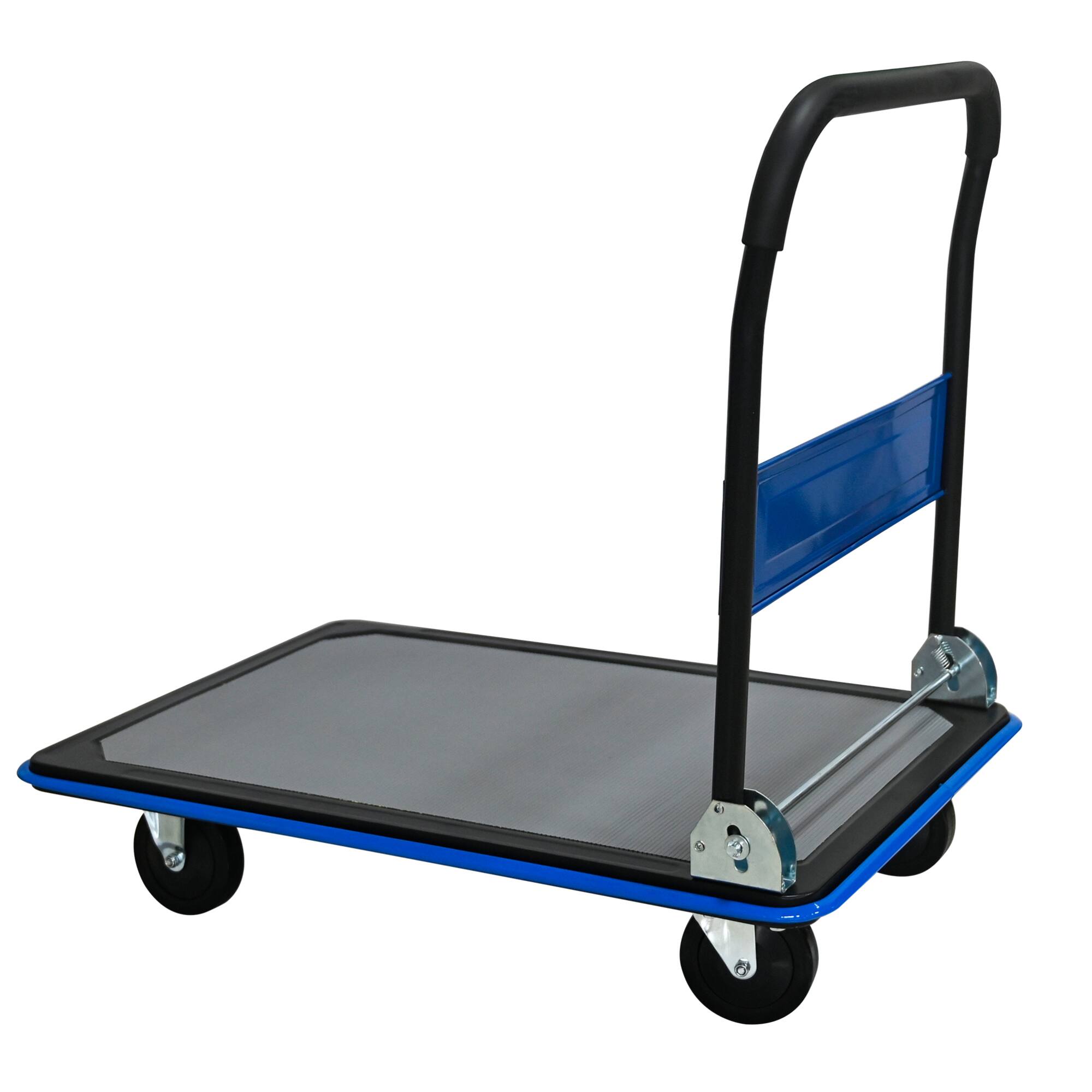 Angle. ELEMENT ACE - Heavy Duty Foldable Platform Hand Truck with Swivel Wheels for Efficient Loading and Storage - Blue.