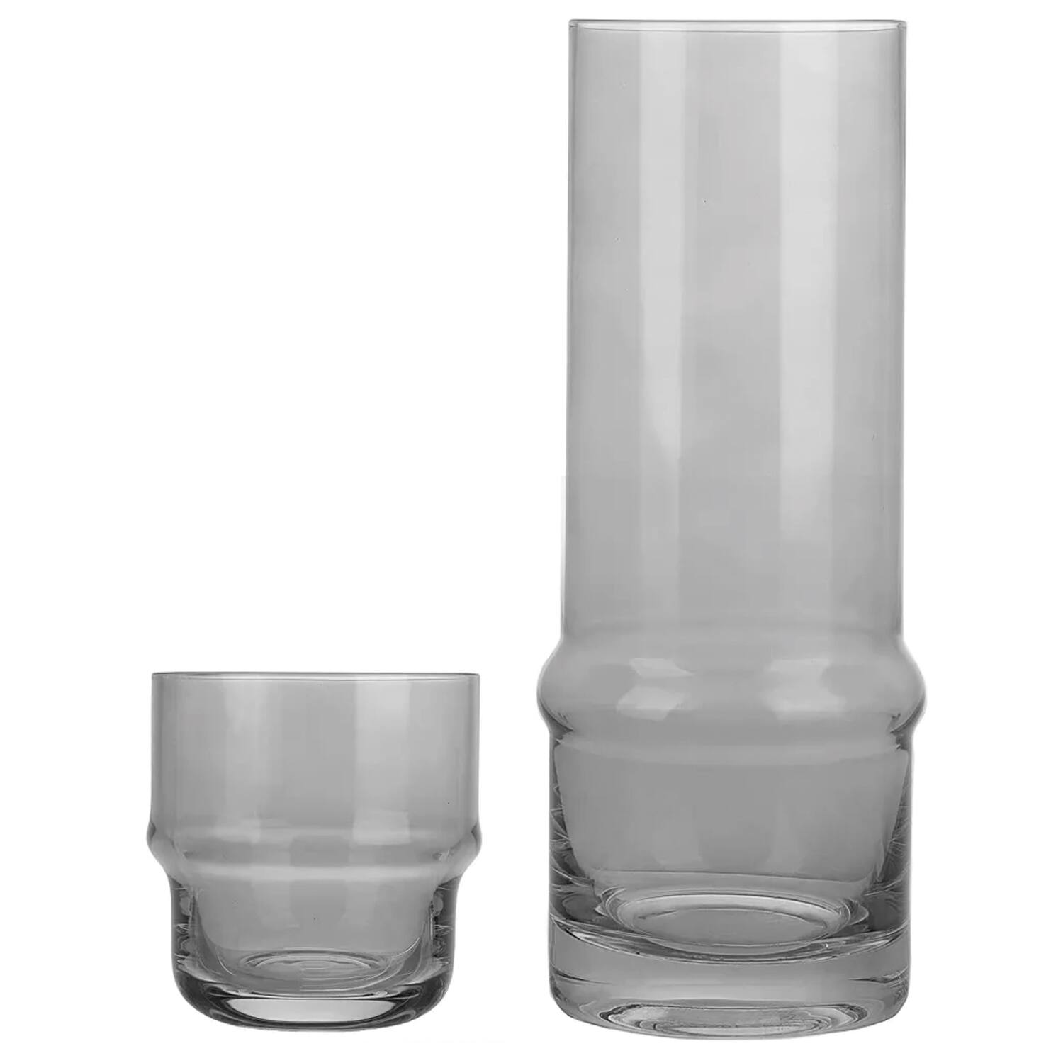 Front. Jay Import - Gray 2-Piece Glass Carafe Set 37.81 OZ. - Gray.