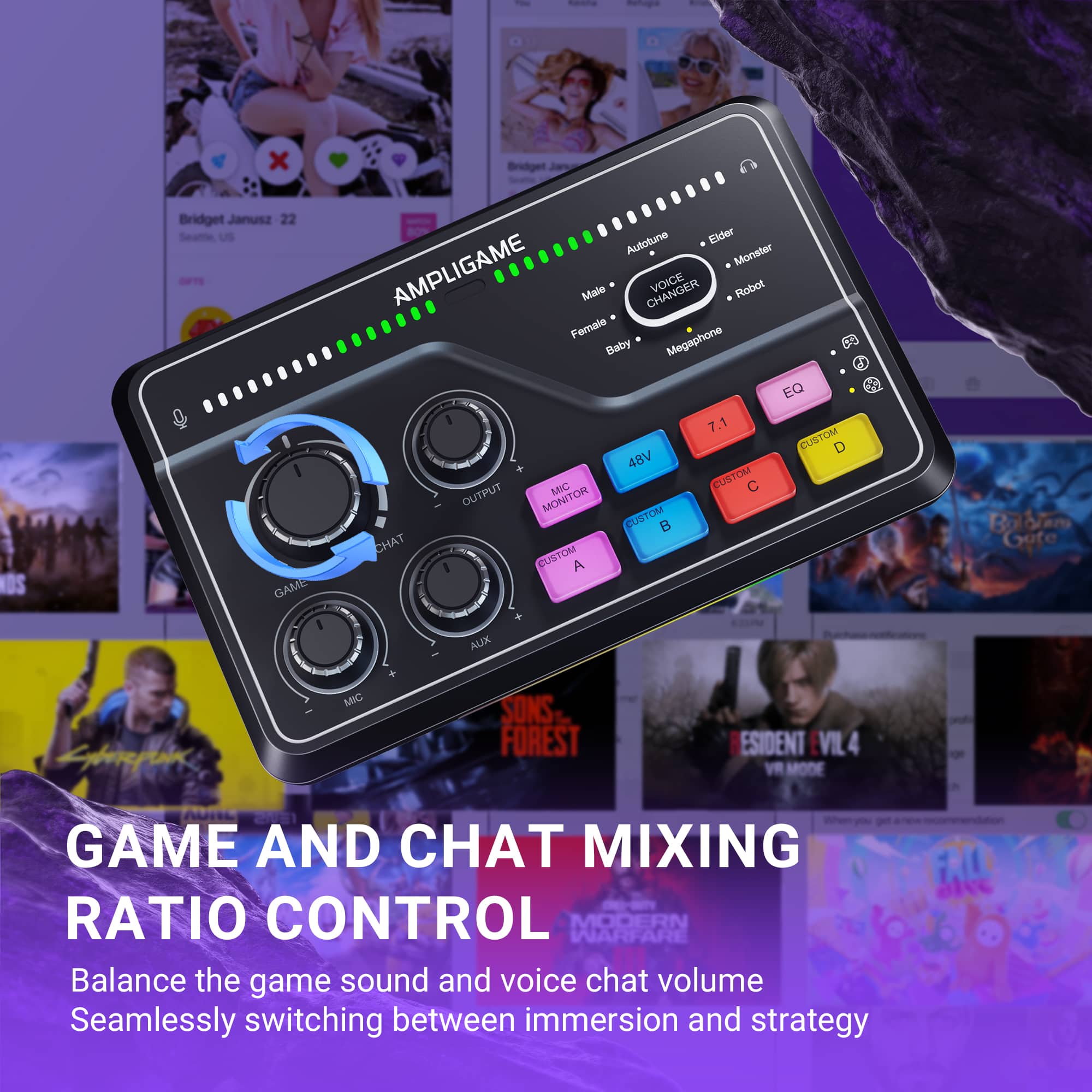 FIFINE Gaming Audio Mixer for Streaming and Chat 7.1 Surround, XLR