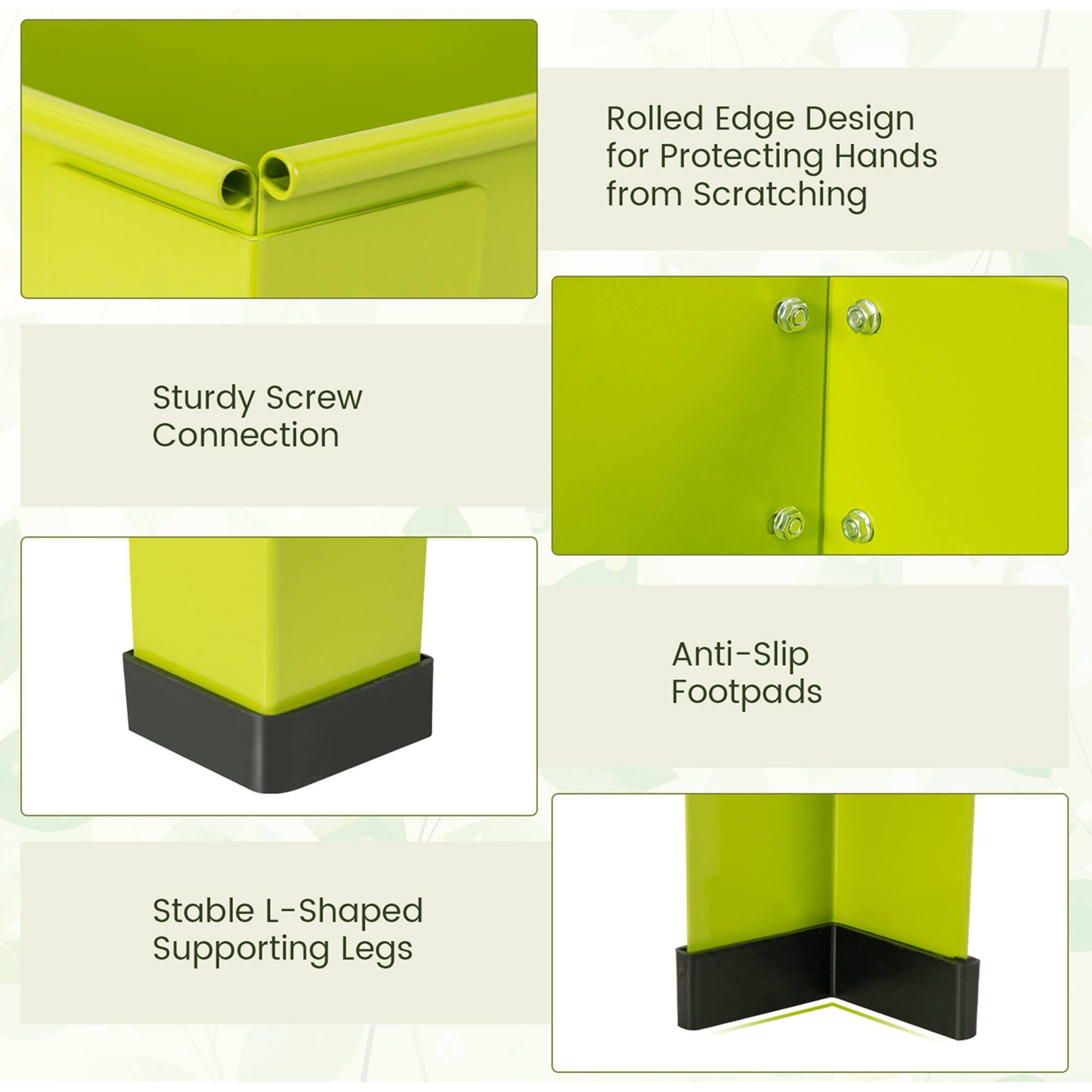 Rolled Edge Design for Protecting Hands from Scratching Sturdy Screw Connection Anti-Slip Footpads Stable L-Shaped Supporting Legs