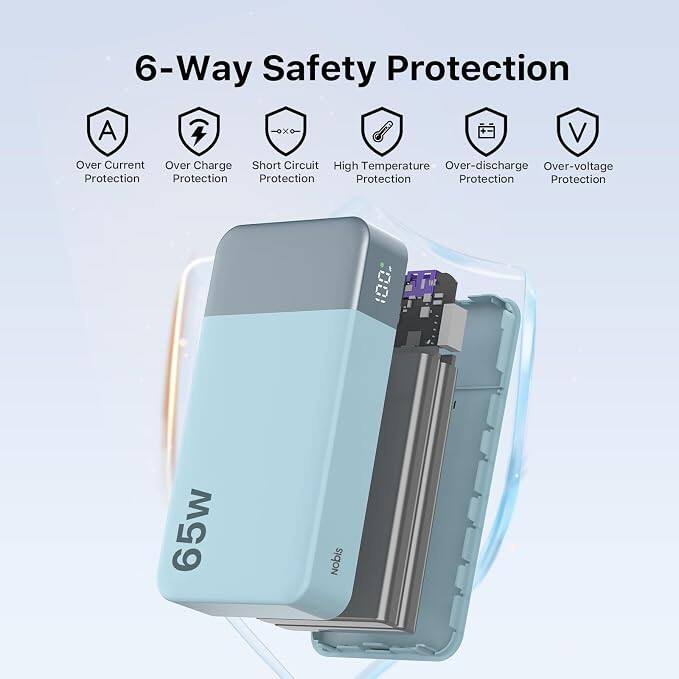 6-Way Safety Protection

A
JXP

Over Current Protection
Over Charge Protection
Short Circuit Protection
High Temperature Protection
Over-discharge Protection
Over-voltage Protection

65w
SIGON
